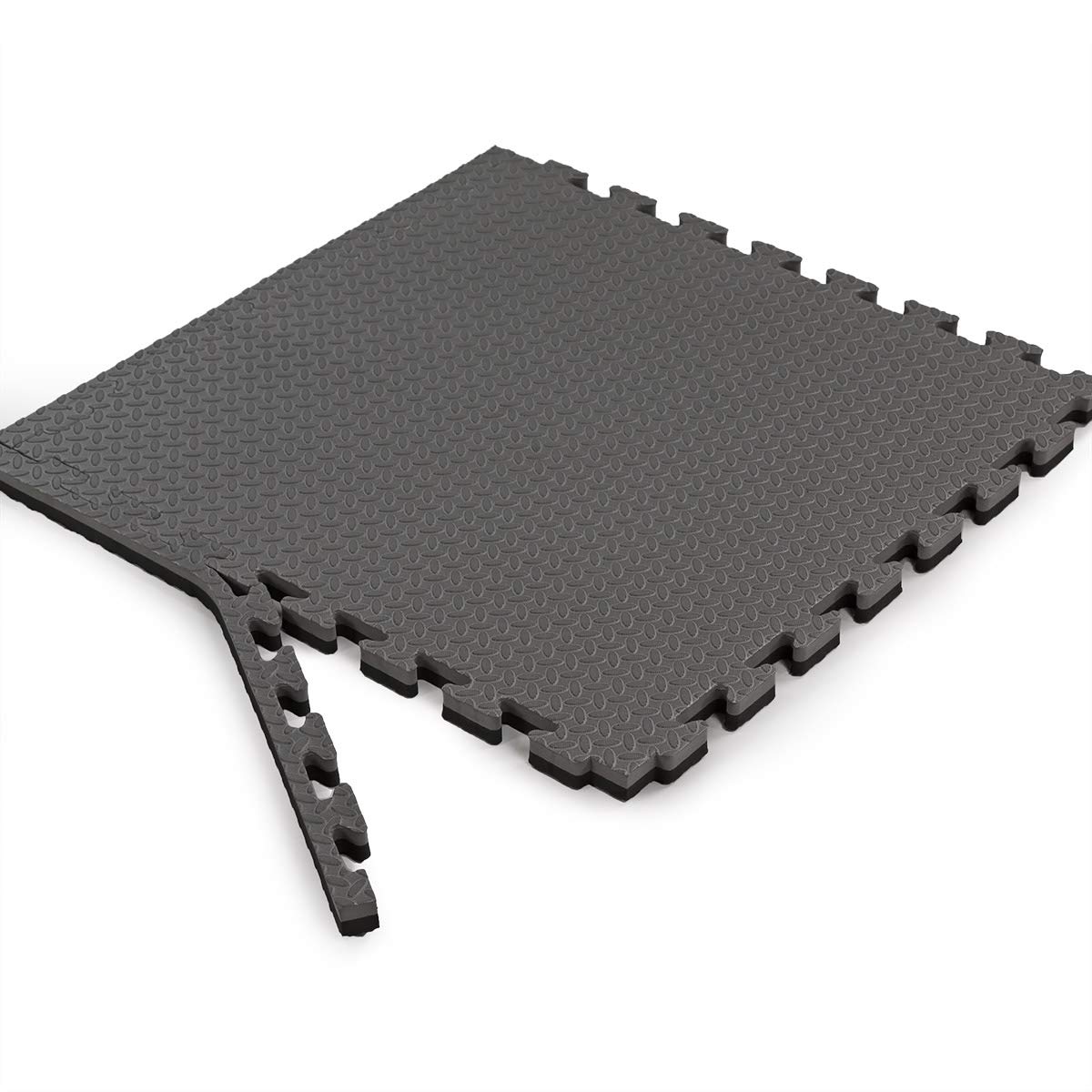 Xspec 1" Extra Thick 48 sq ft Reversible EVA Gym Foam Floor Mat Tiles (24" x 24"), Steel Pattern, 12 pcs, Black & Grey Xspec
