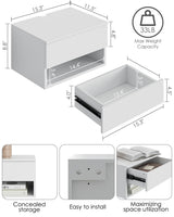 Floating Nightstand, Small Modern Floating Nightstand with Drawer, Floating Shelves for Bedroom, Bathroom (White) Aienvey