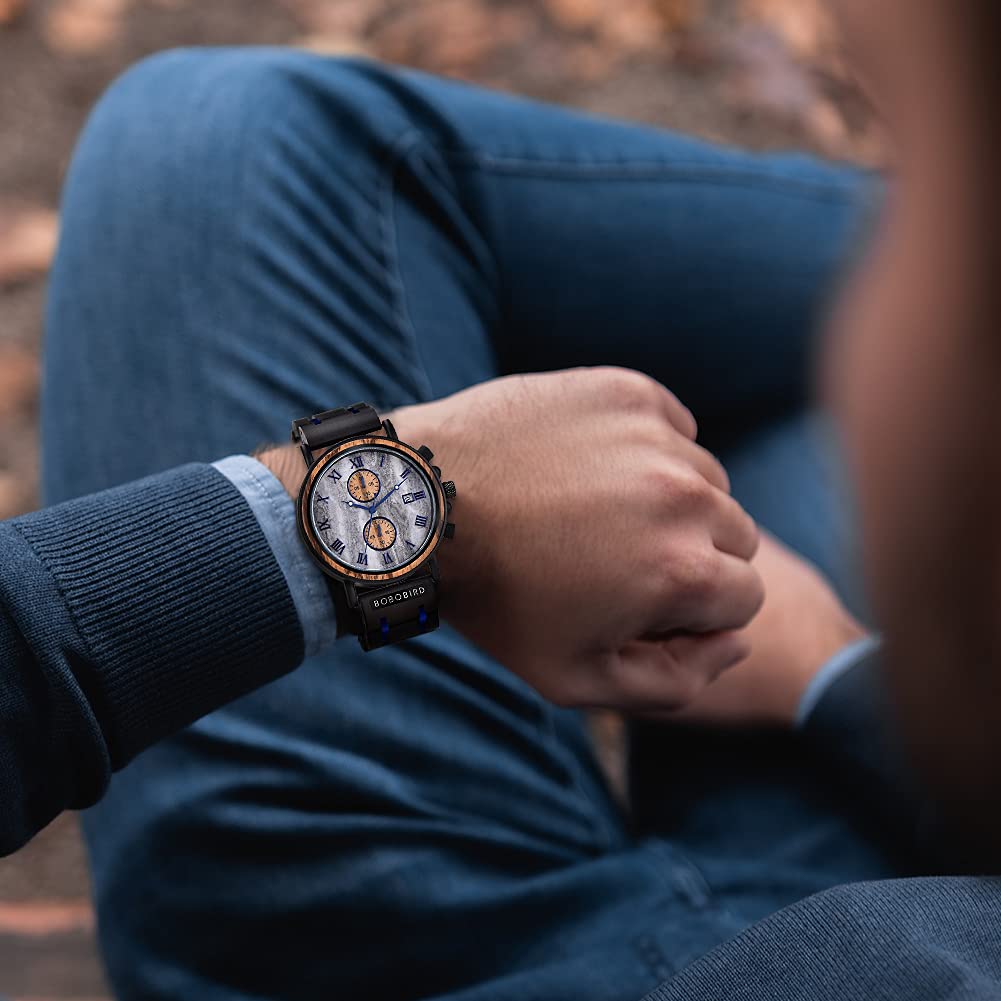 2win Engraved Wood Watches Personalized Gifts for Men Husband Boyfriend My Man Fiancé Groomsman Wedding Birthday Christmas Anniversary Wacth (Custom Box Photo) 2win