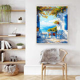 Artunion Mediterranean Greek Island Paint by Numbers Kit for Adults,Santorini Landscpe Paint by Number Kits, DIY Acrylic Paint by Number Kits on Canvas Arts Craft for Home Wall Decor 16x20 Inch Artunion