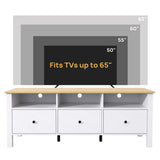 DIYART White TV Stand, Entertainment Center for TVs Up to 65", Modern Media Console with 3 Cabinets for Living Room DIYART