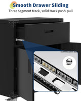 GarveeHome Rolling Tool Cabinet with Drawer | Heavy Duty Metal Garage Storage with Adjustable Shelf & Locks | Rust Resistant Wheels for Warehouse Workshop, Black GarveeHome