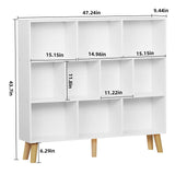 YAHARBO Modern White 10-Cube 3-Tier Bookshelf with Legs for Stylish Storage YAHARBO