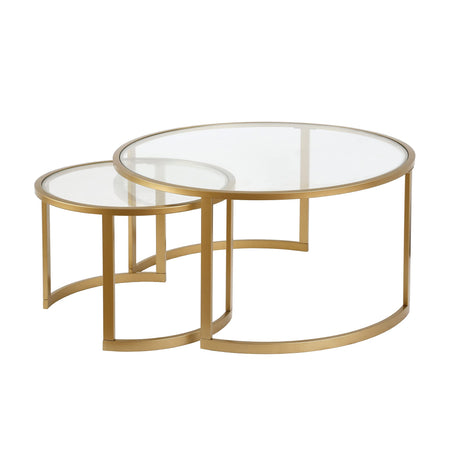 Mitera Round Nested Coffee Table in Brass Henn&Hart