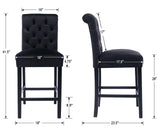 DM Furniture Counter Height Barstools Set of 4, 26 Inch Farmhouse Bar Stools Modern Velvet Upholstered Dining Chair for Home Pub/Bistro/Kitchen Island/Breakfast Bar, Black DM Furniture