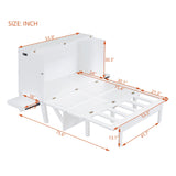 Ball & Cast Murphy Bed Full Szie,Cabinet Hideaway with USB Port and Removable Shelves,Wall Bed W/ 2 Movable Desks,can be Folded,Platform Bedframe for Kids Bedroom,Student Dorms,White Ball & Cast