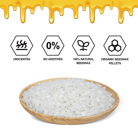 8LB Beeswax Pellets, White Beeswax, 100% Organic Beeswax for Candle Making, Body, Skin Care DIY, Lip Balm and Soap Making Supplies Amastika
