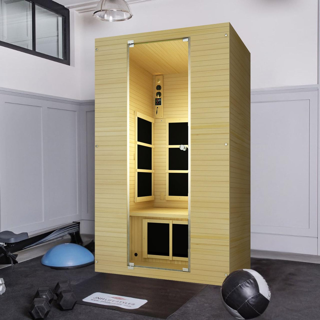 JNH Lifestyles Joyous Flex 2 Person Low EMF Far Infrared Sauna with Reversible Door JNH Lifestyles