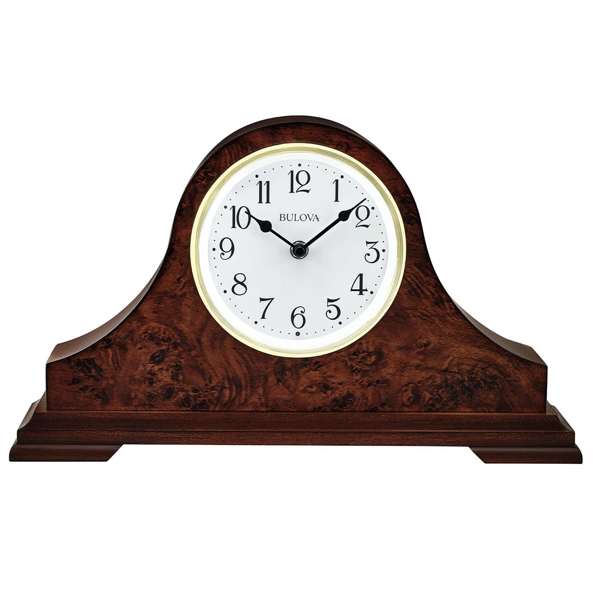Bulova Chandler Lighted Mantel Clock, Model B1853 | Elegant Design | Illuminated Dial | Quartz Movement | Cherry Wood Finish | Battery Operated Bulova