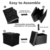 BelugaHelper Storage Ottoman Foot Rest Stool with Thicker Foam Padded Seat. Foldable Leather Footstool Bench. Small Ottoman with Storage for Living Room Bedroom Coffee Table 350 lbs, 17x13x13in, Black BelugaHelper