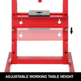 TUFFIOM 6-Ton Hydraulic Shop Press with Press Plates, H-Frame Garage Benchtop Press, Adjustable Working Table Height, 18.9”L x 15.75”W x 36.8”H TUFFIOM