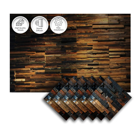 Acepunch 6 Finland 3D Wooden Wall Art Panel Home Decorative Sound Absorbing Dampening Tile Soundproofing Acoustic Music Insulator Noise reduction Office Studio Room Rustic Vintage 12 x 12 in AP1237 Acepunch