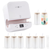 HTVRONT Auto Tumbler Heat Press Machine with 8 Pack Frosted Sublimation Glass Blank with Bamboo Lid HTVRONT