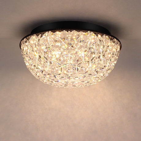 Bekada 12’’ Modern Crystal Chandelier, LED Flush Mount Ceiling Light Fixture, 3/4/5000K Dimmable Ceiling Lamp for Dining Room, Entryway, Kitchen, Closet, Living Room, Bedroom, Hallway ETL Listed Black Bekada