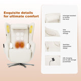 COLAMY Zero Gravity Massage Chair with 4-Zone Massage, Dual Lumbar Heat, Gentle Compression, 360° Swivel, Built-in Bluetooth Speakers & USB Port, White COLAMY