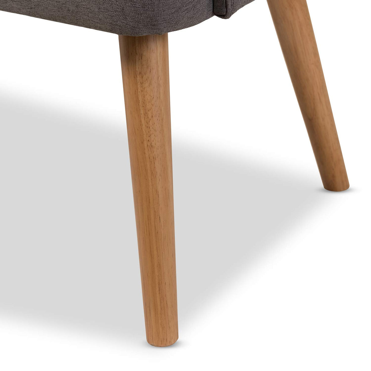 Baxton Studio Melody Mid-Century Modern Grey Fabric and Natural Wood Finishing 3-Seater Settee Bench Baxton Studio