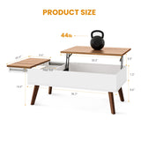 Bidiso Lift Top Coffee Table, Ten Minute Install Table Center with Hidden Storage Compartments, Rising Tabletop Dining for Living Room，Walnut Bidiso