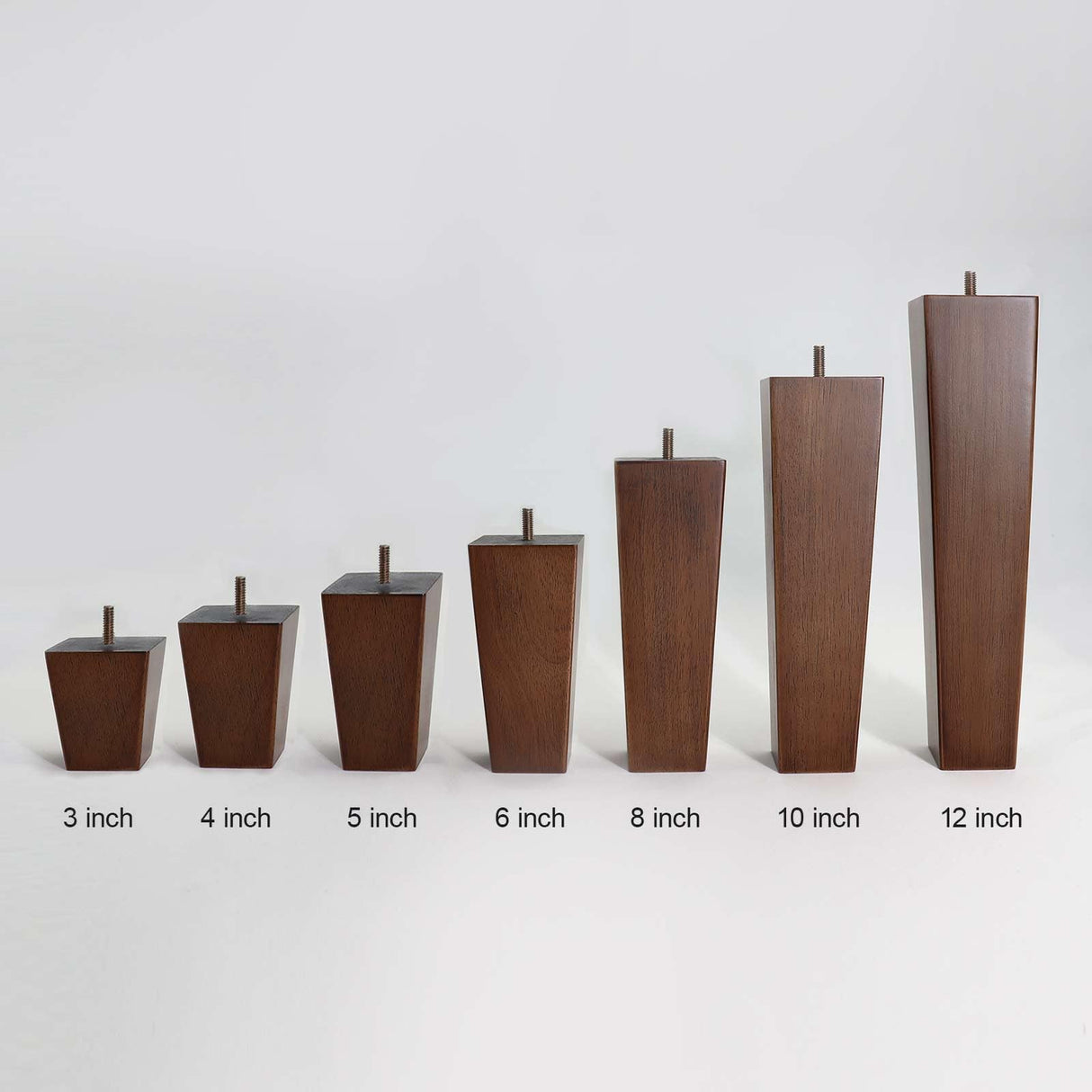 WEKIS Solid Wooden Furniture Legs 8 Inch, Natural Wood Mid Century Brown Square Legs Furniture Replacements Feet for Couch Legs, Sofa Legs, Cabinet Legs, Bench Legs, Bed Legs, Set of 4 WEKIS