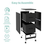 AQY 2 Drawer Mobile File Cabinet with Lock, Rolling Metal Filing Cabinet for Home Office, Vertical File Cabinet on Wheels, Small Black File Storage Cabinets for Legal/Letter/A4 Files Assembly Require AQY