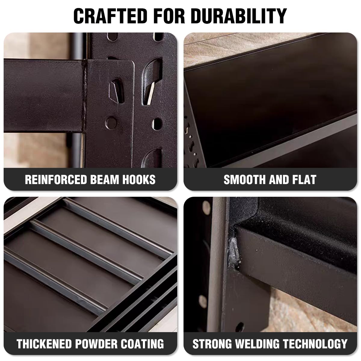 5000lbs Load Capacity,Heavy Duty 4-Tier Steel Shelving Unit, Adjustable Industrial Storage Rack for Garage Warehouse (Black, W78.74*D23.62*H78.74) Generic