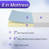 PayLessHere 8 Inch California King Size Gel Memory Foam Mattress Fiberglass Free/CertiPUR-US Certified/Bed-in-a-Box/Cool Sleep & Comfy Support PayLessHere