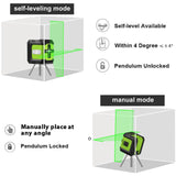 Weiddw Laser Level Self-Leveling Laser Level Tool Green Cross Line Lazer Level for Construction Indoor Project,Picture Hanging, DIY with 360° Magnetic Pivoting Base, Carrying Bag,Battery WEIDDW