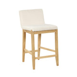 Nathan James Gracie Modern Counter Height Bar Stool with Back, Counter Stool Upholstered Chair with Natural Textured Linen and Brushed Wooden Legs, Cream Boucle/Light Brown Nathan James