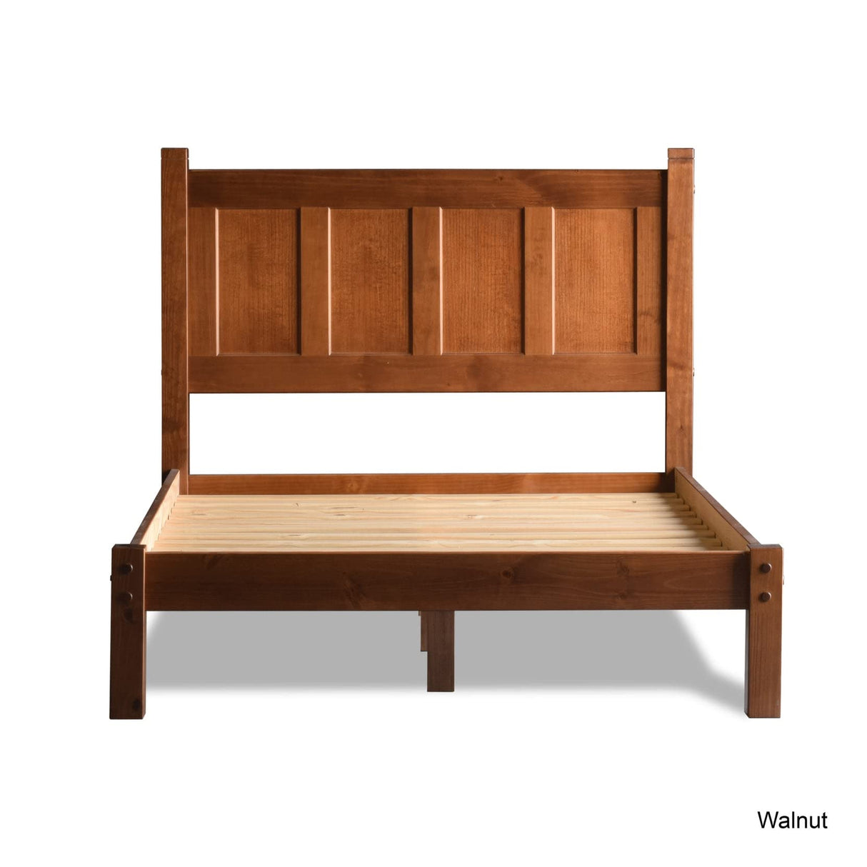 Grain Wood Furniture Shaker Solid Wood Panel Platform Bed, Full Size, Walnut Grain Wood Furniture
