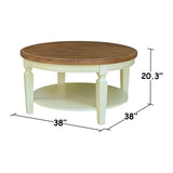 IC International Concepts International Concepts Vista Solid Wood Round Coffee Table, Hickory/Shell IC International Concepts