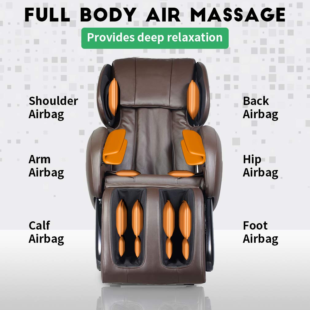 FDW Massage Chair Zero Gravity Full Body Electric Shiatsu UL Approved Massage Chair Recliner with Foot Rollers Built-in Heat Therapy Air Massage System Stretch Vibrating Home Office PS4 FDW