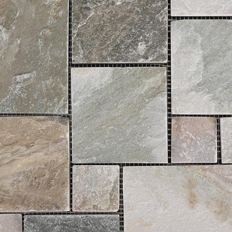 3rd Street Inn Slate Stone Tiles - Stone Outdoor Deck Tiles - Interlocking Patio Tiles - 12" x 12" Patio Flooring - Indoor/Outdoor Floor Tiles - Balcony Flooring (Colorful Stone, 6 Pack) 3rd Street Inn