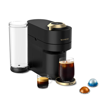 Nespresso Limited-Edition Vertuo Pop+ Coffee and Espresso Maker by Breville, Matte Black Gold