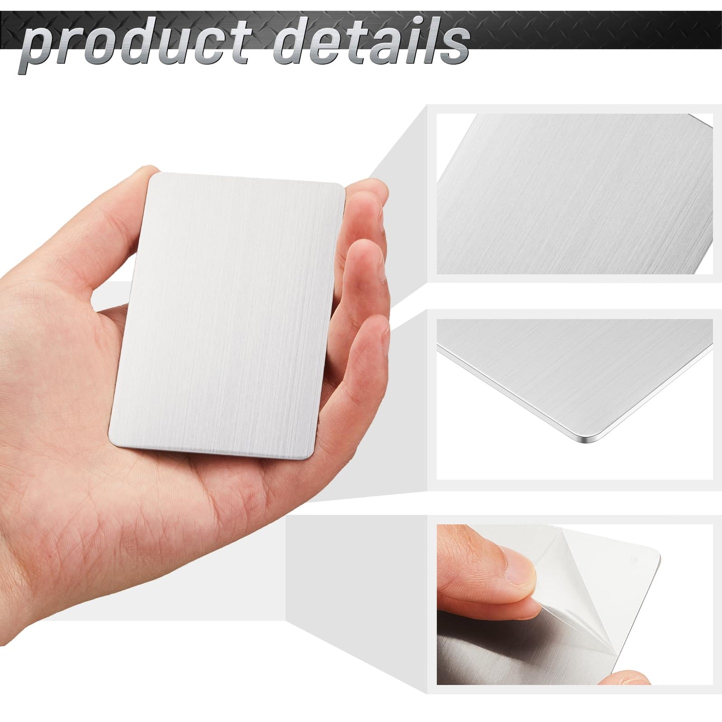 Tandefio 50 Pcs 304 Stainless Steel Metal Business Cards Sublimation Blank Steel Card Laser Engraving Stainless Cards for House Office Customer DIY Gift Plate Cards (0.8 mm Thickness)