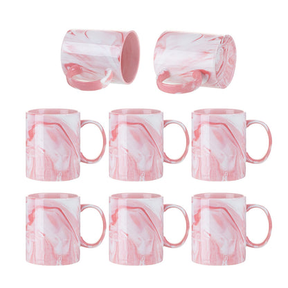 PYD Life 8 Pack Sublimation Mugs Blanks 11 OZ Pink Marble Texture Coffee Mugs Ceramic Photo Cups Bulk for Cricut Mug Press Print for Mother's Day Gifts