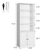 GAOMON Farmhouse 71.4in Tall Bookshelf with Doors - Multi-Functional Wooden Storage Display with 6 Shelves in Grey GAOMON