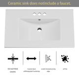 OLD CAPTAIN Bathroom Vanity with Ceramic Sink, 30" Freestanding Bathroom Cabinet Vanity with Storage, Quick Assembly Bathroom Vanity, Blue OLD CAPTAIN