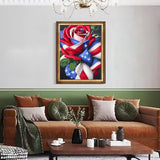 Acudotr Diamond Painting Kits for Adults, 5D DIY Diamond Art Kits for Beginners, Full Drill Diamond Painting Kits for Home Wall Decor, Flag Rose, 12x16 Inch Acudotr