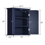 ChooChoo Bathroom Wall Cabinet, Over The Toilet Space Saver Storage Cabinet, Medicine Cabinet with 2 Door and Adjustable Shelves, Cupboard, Navy Blue ChooChoo