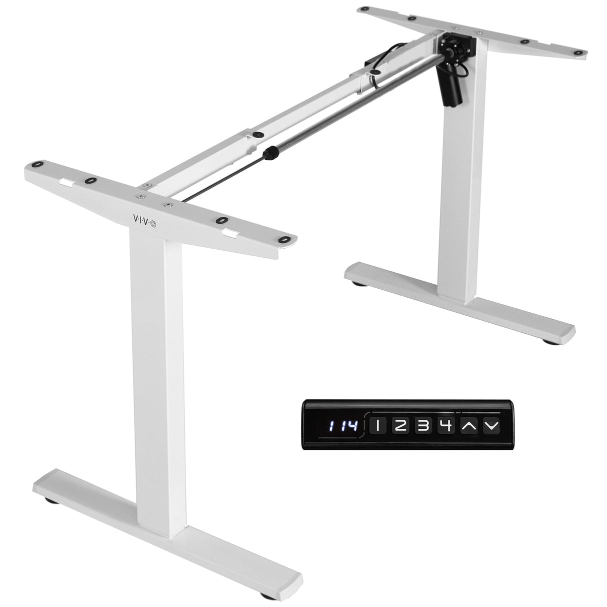 VIVO Electric Stand Up Desk Frame Workstation, Frame Only, Single Motor Ergonomic Standing Height Adjustable Base with Memory Controller, White, DESK-V100EWY VIVO
