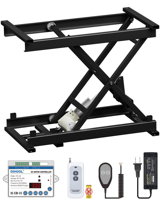 DIHOOL Electric Scissor Lift Table 350LB Load, 195-680MM Height Adjustable Electric Lifting Platform