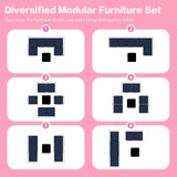 XTWEEX 7-Piece Outdoor Rattan Sectional Sofa Set, Gray Wicker Patio Furniture Sets with Navy Blue Cushions for Balcony, Porch, Backyard XTWEEX