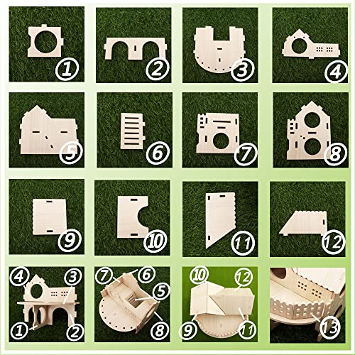 Hamster Forest Lookout Wood House Fun House Double-Decker Hut for Young Dwarf Gerbil Mouse Mice Rat Small Animals(Small Size Only for Small Hamster) kcrygogo