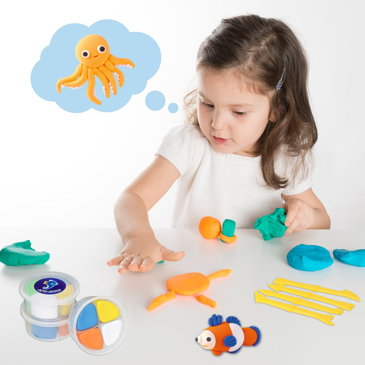 Air Dry Clay Kits - Modeling Clay for Kids,Ultra Light & Soft,Safe & Non-Toxic,DIY Air Dry Clays Kit with Sculpting Tools and Tutorials,DIY Undersea Adventure Gift Toys for Boys Girls,Age 3+ LULEEYANG