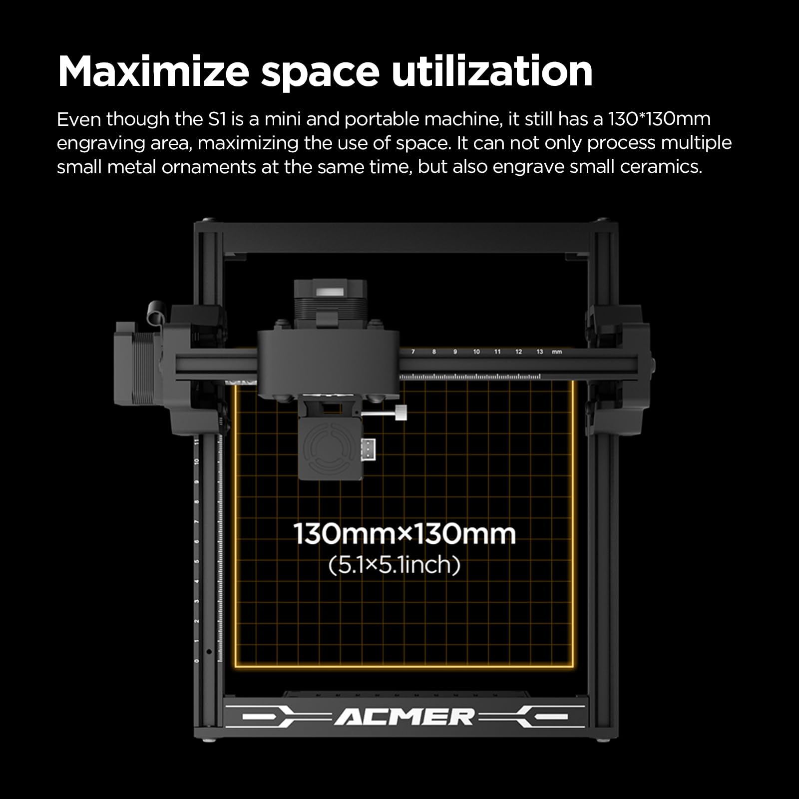 ACMER Laser Engraver S1 Portable Laser Cutter and Engraver CNC Machine for DIY,Wood,Metal,Acrylic,Leather,etc. (S1 2.5W) - WoodArtSupply