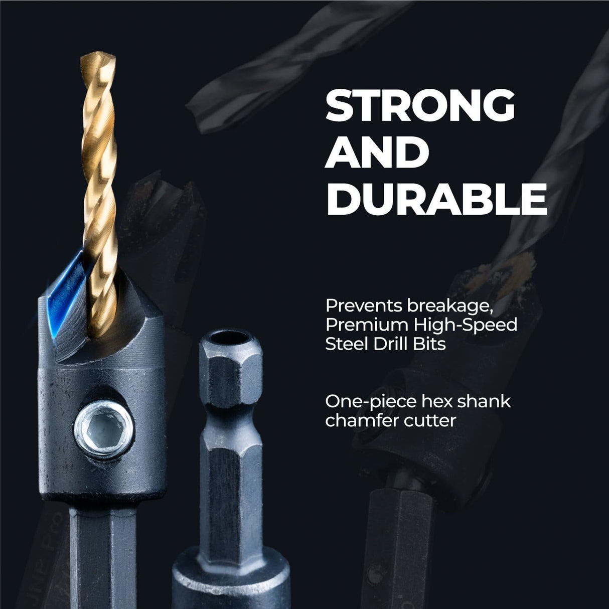 toolant Silence Combination Countersink Drill Bits Set Adjustable, #4, #6, #8, #10, #12, High-Speed Steel Counter Sink Drill Bit for US Wood Screw toolant