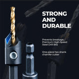 toolant Silence Combination Countersink Drill Bits Set Adjustable, #4, #6, #8, #10, #12, High-Speed Steel Counter Sink Drill Bit for US Wood Screw toolant