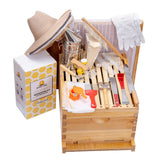Honey Lake 8 Frame Bee Hive Starter Kit and Beekeeping Supplies, Beeswax Coated Bee Hives Boxes Starter Kit with Beehive Tool Kit Includes Bee Smoker Beekeeper Hat Honey Lake