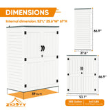 ZYJOYY 4.5 x 5.7 FT Outdoor Storage Shed, 59 Cuft Outside Waterproof Storage Cabinet, HDPE Resin Plastic 385 Gallon Outdoor Storage Container, Vertical Lockable Storage Shed, Light Grey ZYJOYY