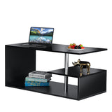 HOMMPA LED Coffee Tables for Living Room Modern Coffee Table with S-Shaped 3 Tiers Open Storage Shelf High Gloss Black Center Sofa Tea Table with LED Lights for Home Office Furniture HOMMPA