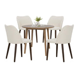 COLAMY 5-Piece Extendable Dining Table Set for 4, 36" Kitchen Round Wood Table with 4 Retro Dining Room Chairs, Light Brown/Beige COLAMY